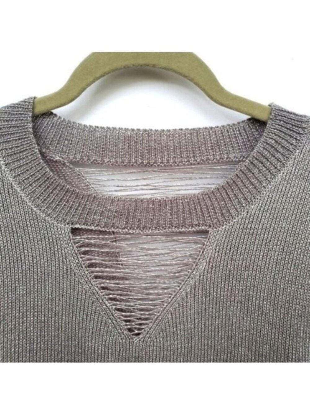 Lane Bryant Sweater Shredded Neck Metallic Silver 18/20